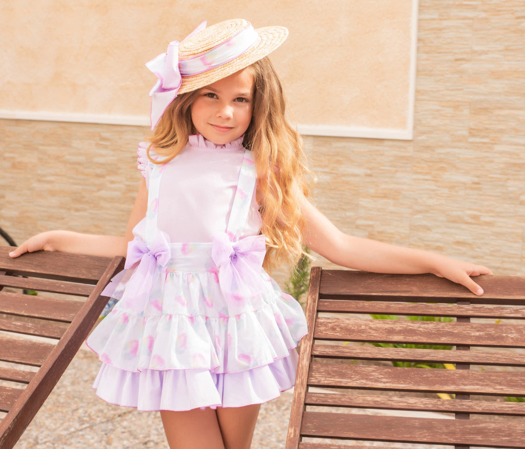 Babine SS24 - Girls Candyfloss Blouse & Pinafore Skirt Set - Mariposa Children's Boutique