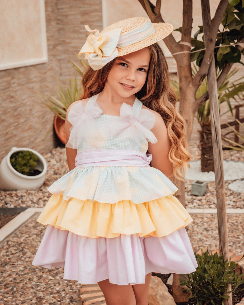 Babine SS24 - Girls Pastel Multicoloured Summer Dress - Mariposa Children's Boutique