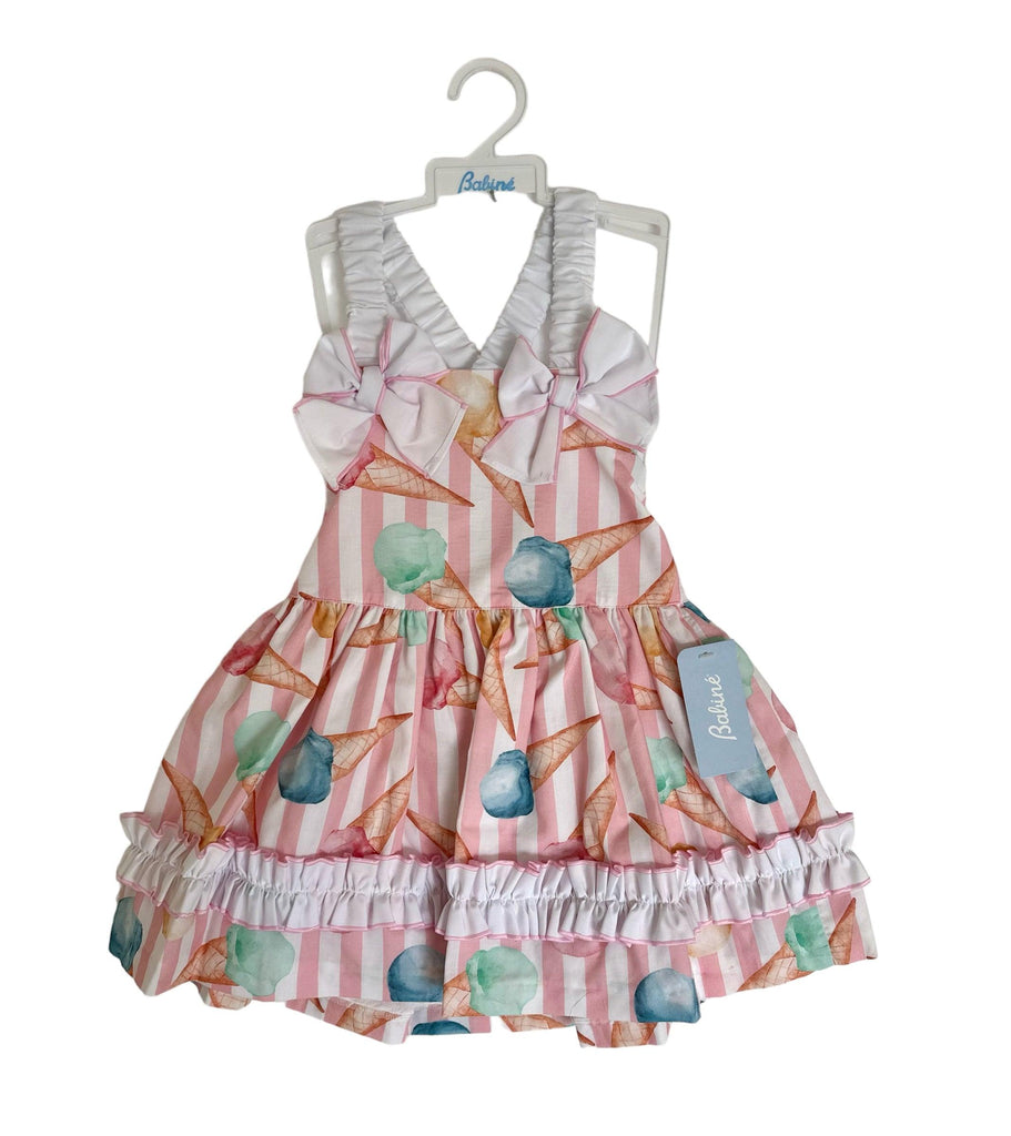 Babine SS24 - Girls Pink Stripe Ice-Cream Collection Dress - Mariposa Children's Boutique