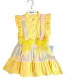 Babine SS24 - Girls Yellow Pastel Blouse & Pinafore Skirt Set - Mariposa Children's Boutique