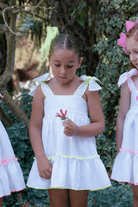 Babine SS26 - Girls White & Neon Yellow Trim Dress