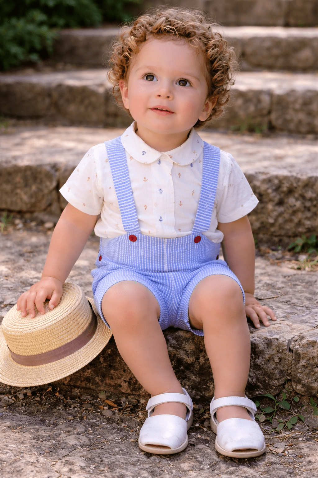 Babine SS26 PRE - ORDER - Baby Boys Anchor Collection Short Dungaree and Shirt Set