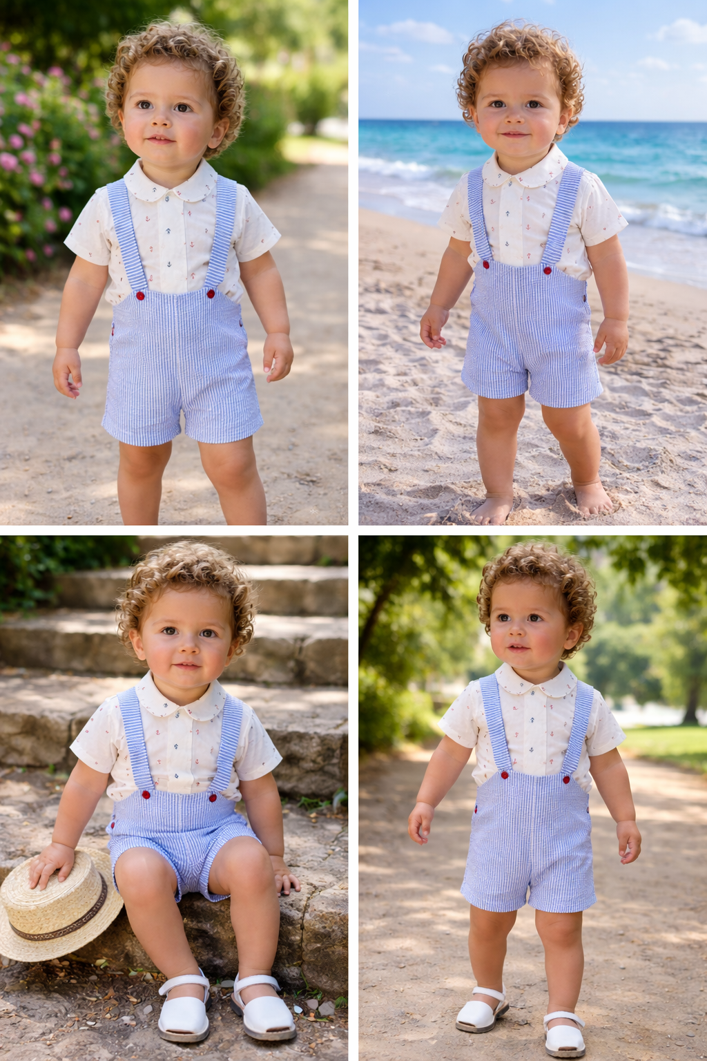 Babine SS26 PRE - ORDER - Baby Boys Anchor Collection Short Dungaree and Shirt Set