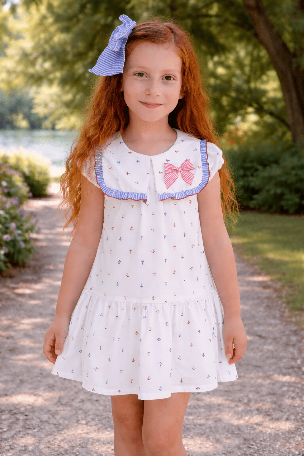 Babine SS26 PRE - ORDER - Girls Anchor Nautical Print Dress