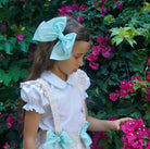 Girls Babine SS26 Pastel Abstract Mint Hairbow. 