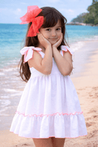 Babine SS26 PRE - ORDER - Girls White & Neon Orange Trim Dress