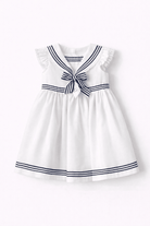 Basmarti SS26 - Girls Siroko White & Navy Sailor Dress