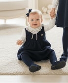Baby Girls Navy Boucle Romper by BE CHIC for AW26 
