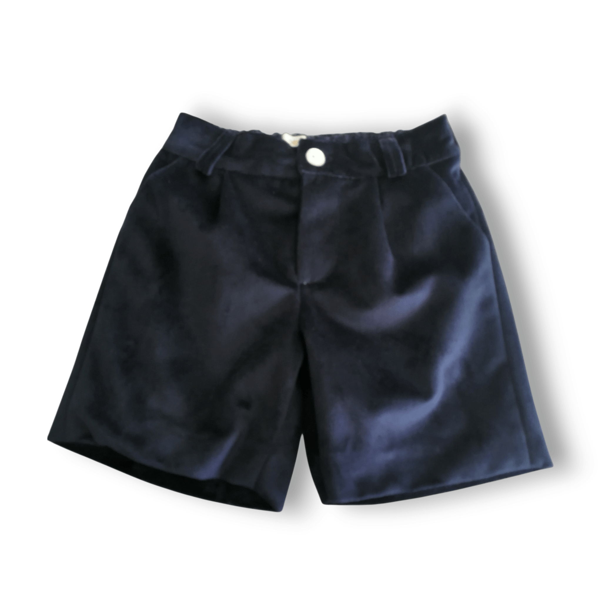 Be Chic boys navy velvet shorts with ivory shirt luxury Portuguese boys outfit AW26