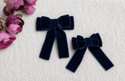 Girls Navy Velvet Hairbows for AW26