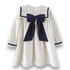 Be Chic girls ivory dress with navy velvet bow luxury Portuguese occasion dress AW26