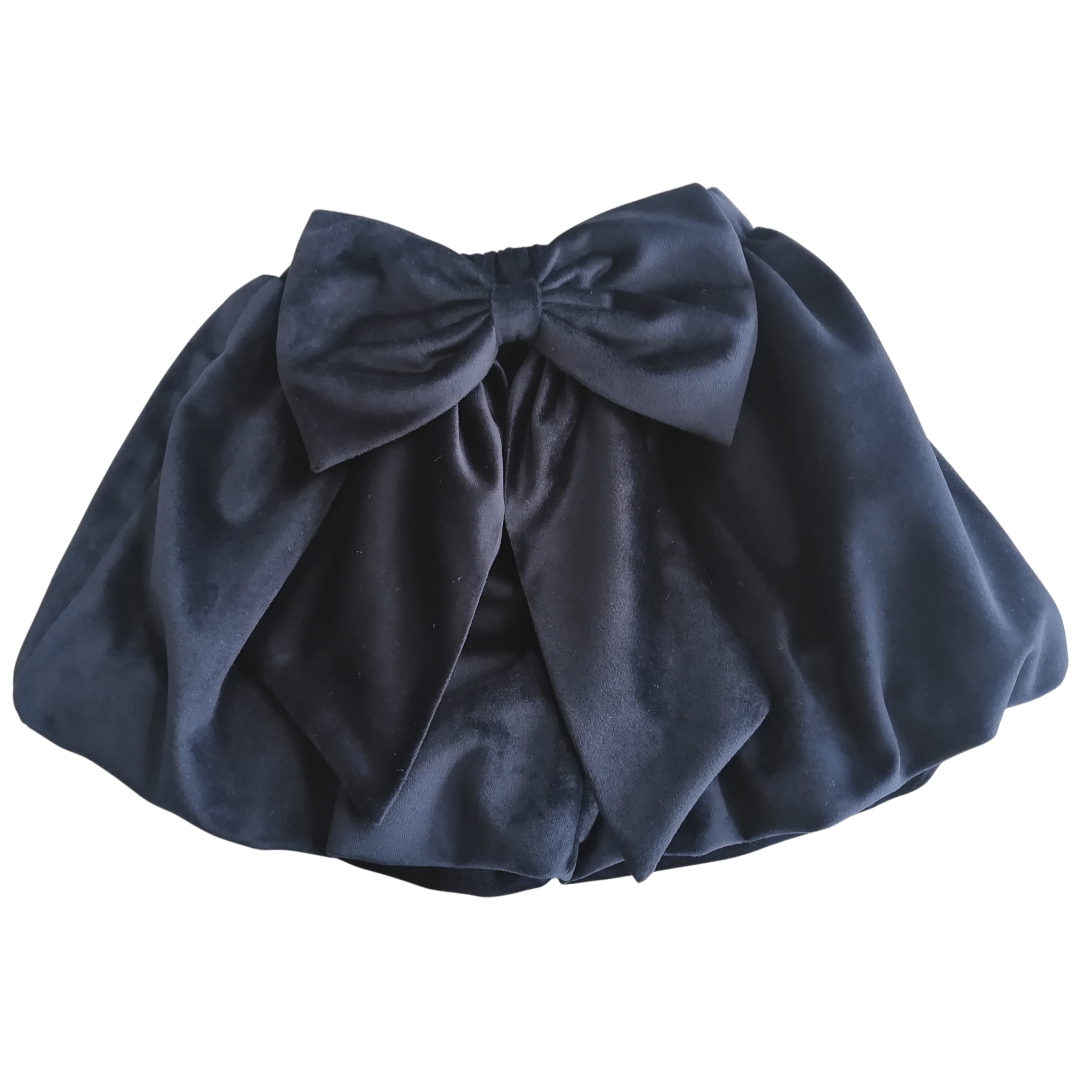 Be Chic girls navy velvet puffy shorts with ivory sailor blouse made in Portugal AW26