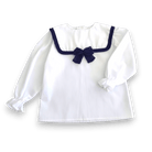 Be Chic girls navy velvet puffy shorts with ivory sailor blouse made in Portugal AW26