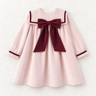 Be Chic Girls Pink & Burgundy Bow Dress | AW26 PRE-ORDER End OCT