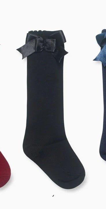 Beau KiD AW25 - Girls Black Knee High Bow Socks