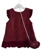 Beau KiD AW25 - Girls Burgundy Red Sequin Dress & Bag