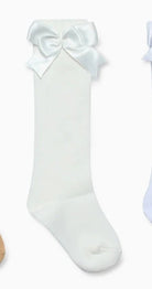 Beau KiD AW25 - Girls Cream Knee High Bow Socks