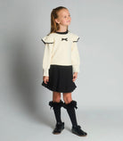 Beau KiD AW25 - Girls Ivory and Black Knitted Skirt Set