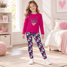 Canada House Girls Pink T-Shirt with Multi Coloured Heart Leggings |Clearance Sale