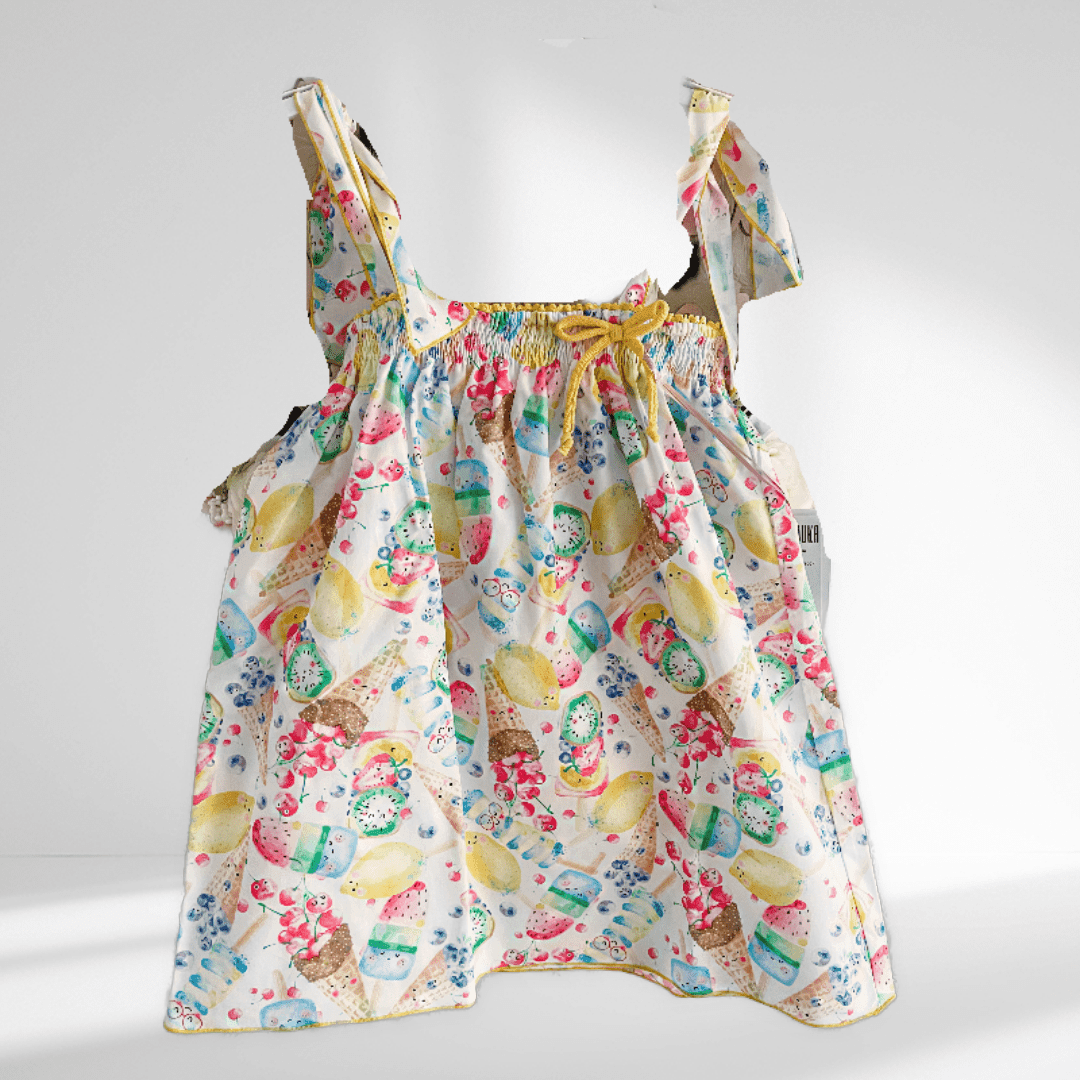 CLEARANCE DEAL - Alhuka - Girls Ice - Cream Multi Colour Print Summer Dress - Mariposa Children's Boutique