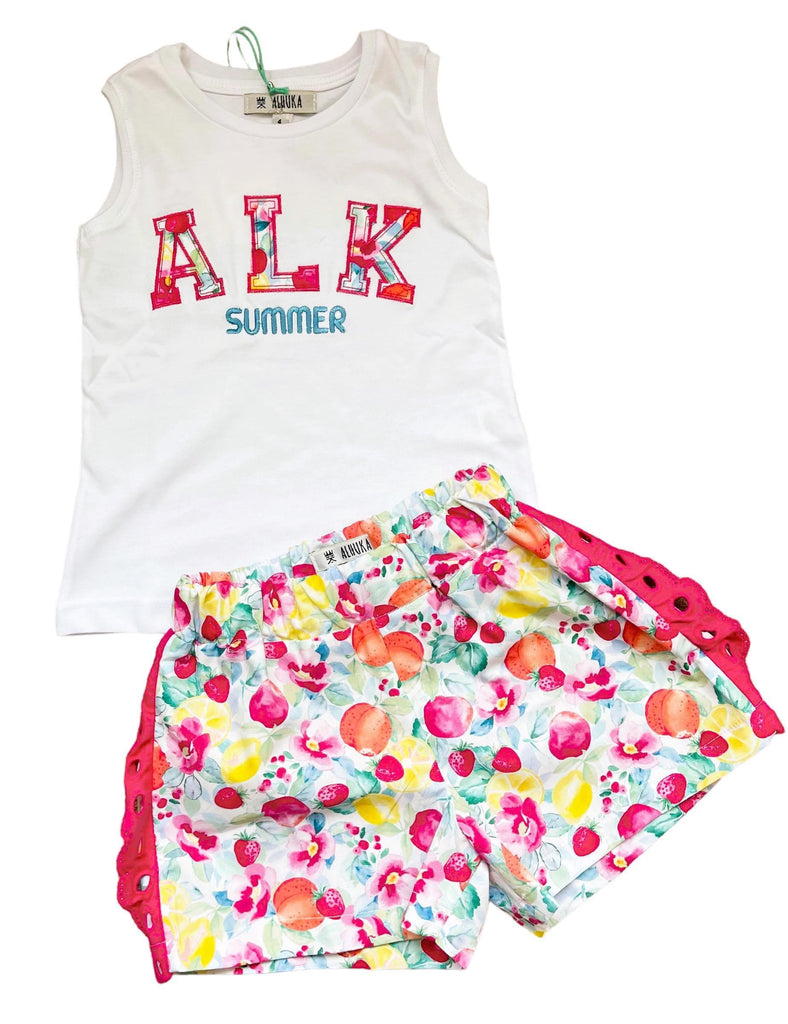 CLEARANCE DEAL - Alhuka Summer - Paris Floral Print Shorts & T-Shirt Set & Headband - Mariposa Children's Boutique