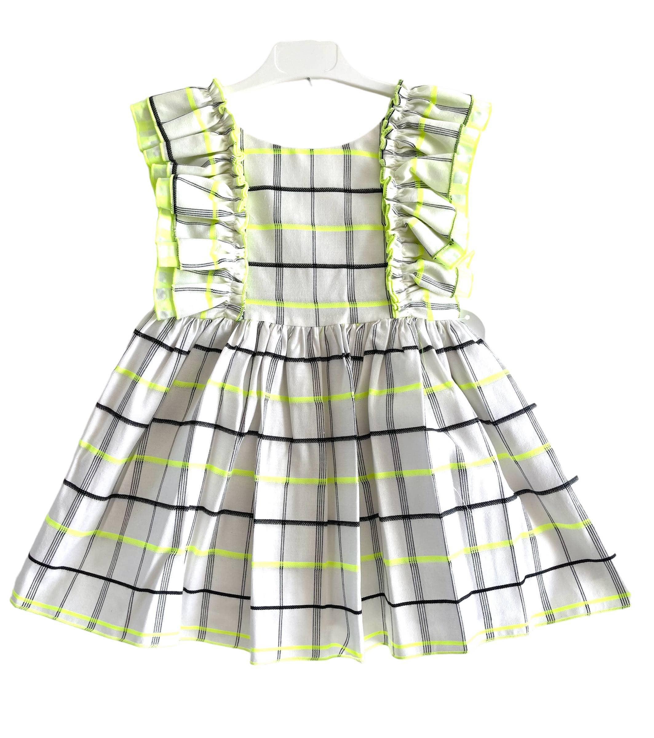 CLEARANCE DEAL - El Copo / La Peppa - Girls Neón Check Summer Dress - Mariposa Children's Boutique