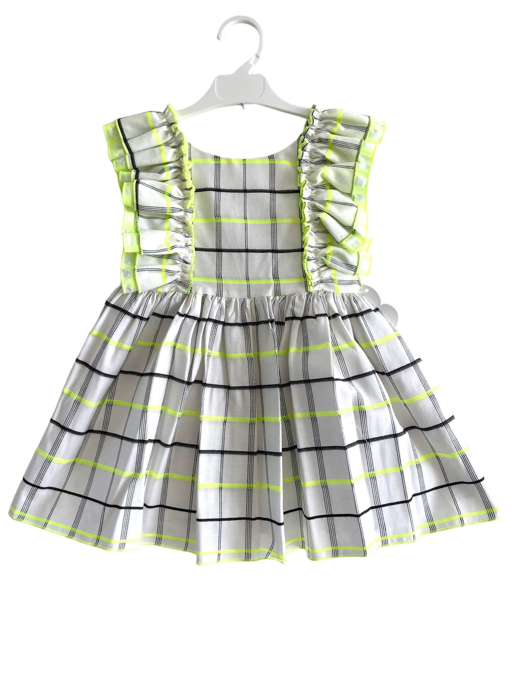 CLEARANCE DEAL - El Copo / La Peppa - Girls Neón Check Summer Dress - Mariposa Children's Boutique