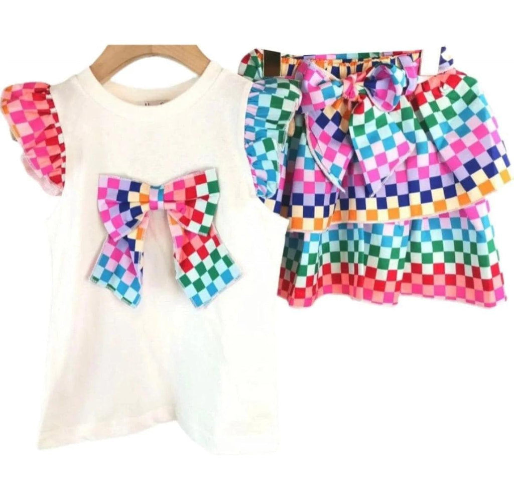 CLEARANCE DEAL - Girls Dana Multi Colour Skorts & Top Set Age 8-9yrs - Mariposa Children's Boutique
