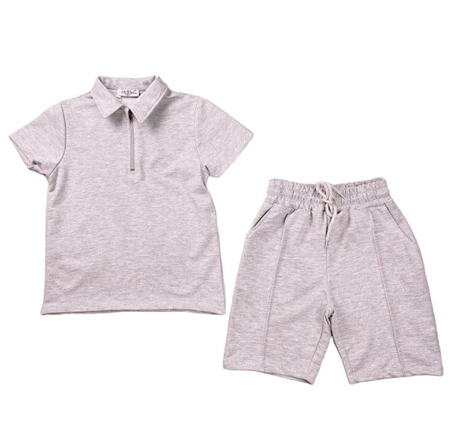 CLEARANCE DEAL - Loungewear - Boys Grey Jersey T-Shirt & Shorts Set - Mariposa Children's Boutique