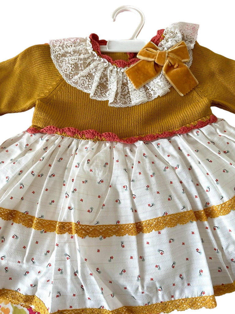 CLEARANCE DEAL - Luna Kids - Mustard Collection Knitted Top Dress - Mariposa Children's Boutique
