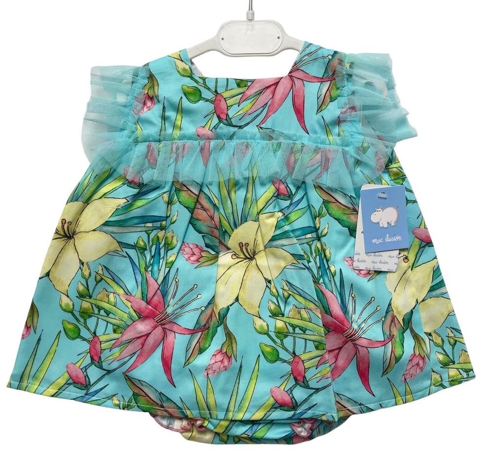 CLEARANCE DEAL - Mac Ilusion - Baby Girl's Turquoise Amazonia Print Top & Jam Pants Age 12m - Mariposa Children's Boutique