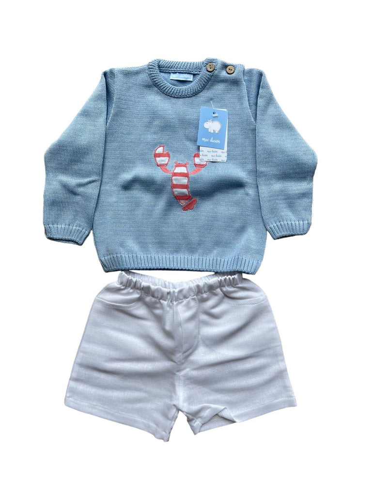CLEARANCE DEAL - Mac Ilusion - Boys White Shorts with Blue Jumper - Mariposa Children's Boutique