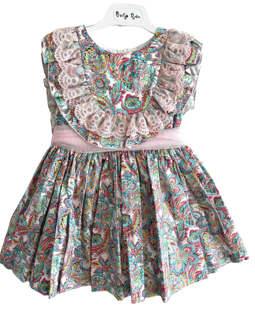 CLEARANCE DEAL - Ricittos - Girls Multi Print Dress & Headpiece - Mariposa Children's Boutique
