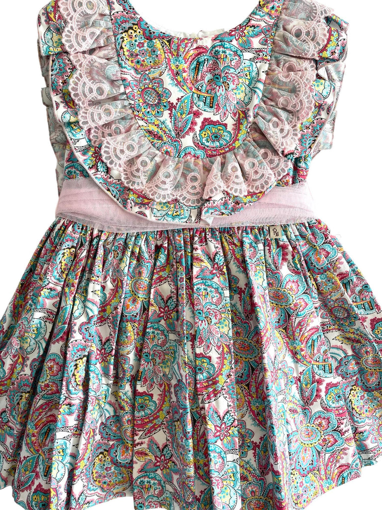 CLEARANCE DEAL - Ricittos - Girls Multi Print Dress & Headpiece - Mariposa Children's Boutique