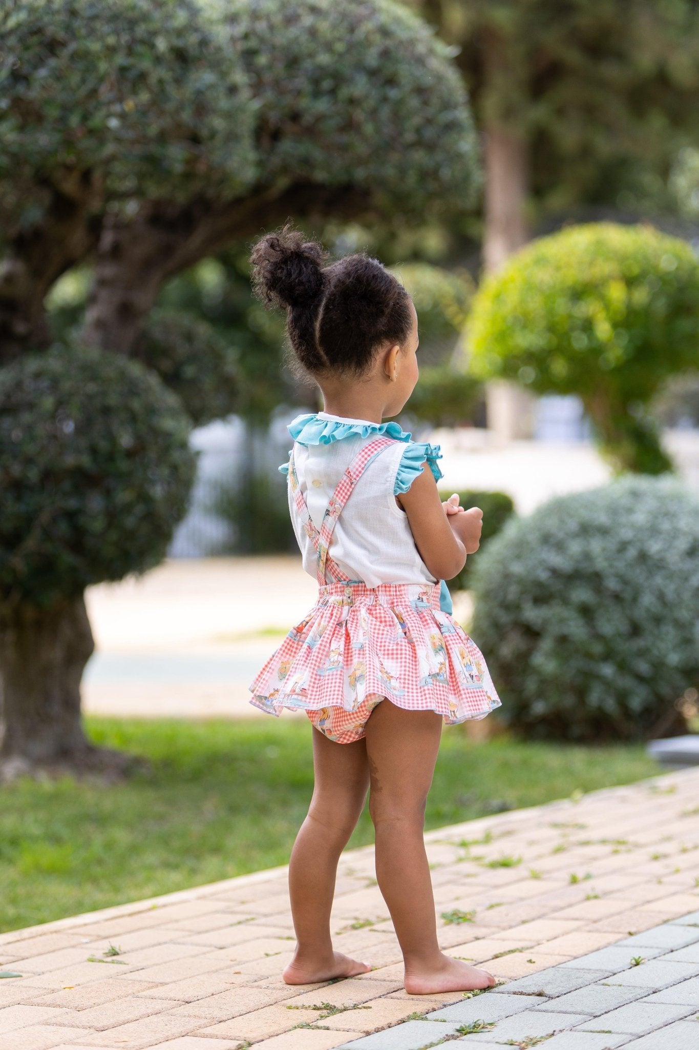 CLEARANCE SALE - Abuela Tata - Baby Girls Skirted Jam Pants Romper with Matching Blouse 352 - Mariposa Children's Boutique