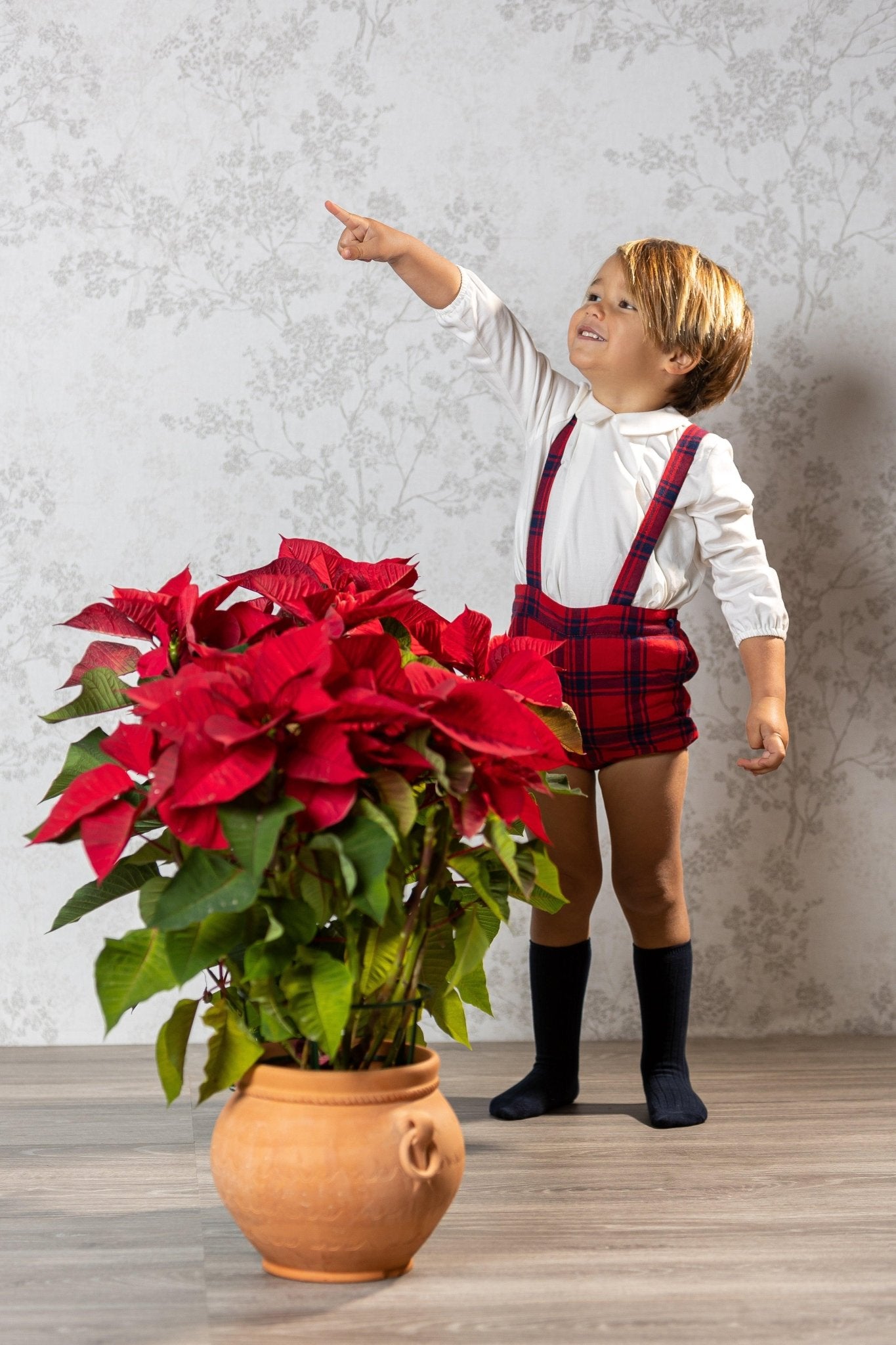 CLEARANCE SALE Abuela Tata - Boys Red & Navy Check Shorts & Shirt Set - Mariposa Children's Boutique