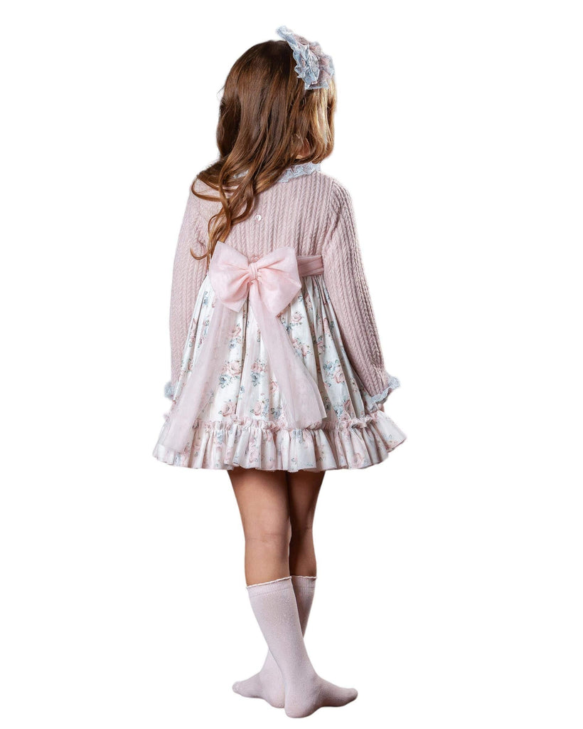 CLEARANCE SALE Abuela Tata - Girls Pink Floral Print Dress & Headpiece - Mariposa Children's Boutique