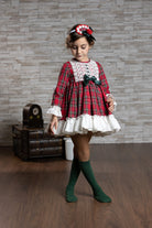 Clearance Sale Abuela Tata - Girls Red & Green Tartan Print Dress