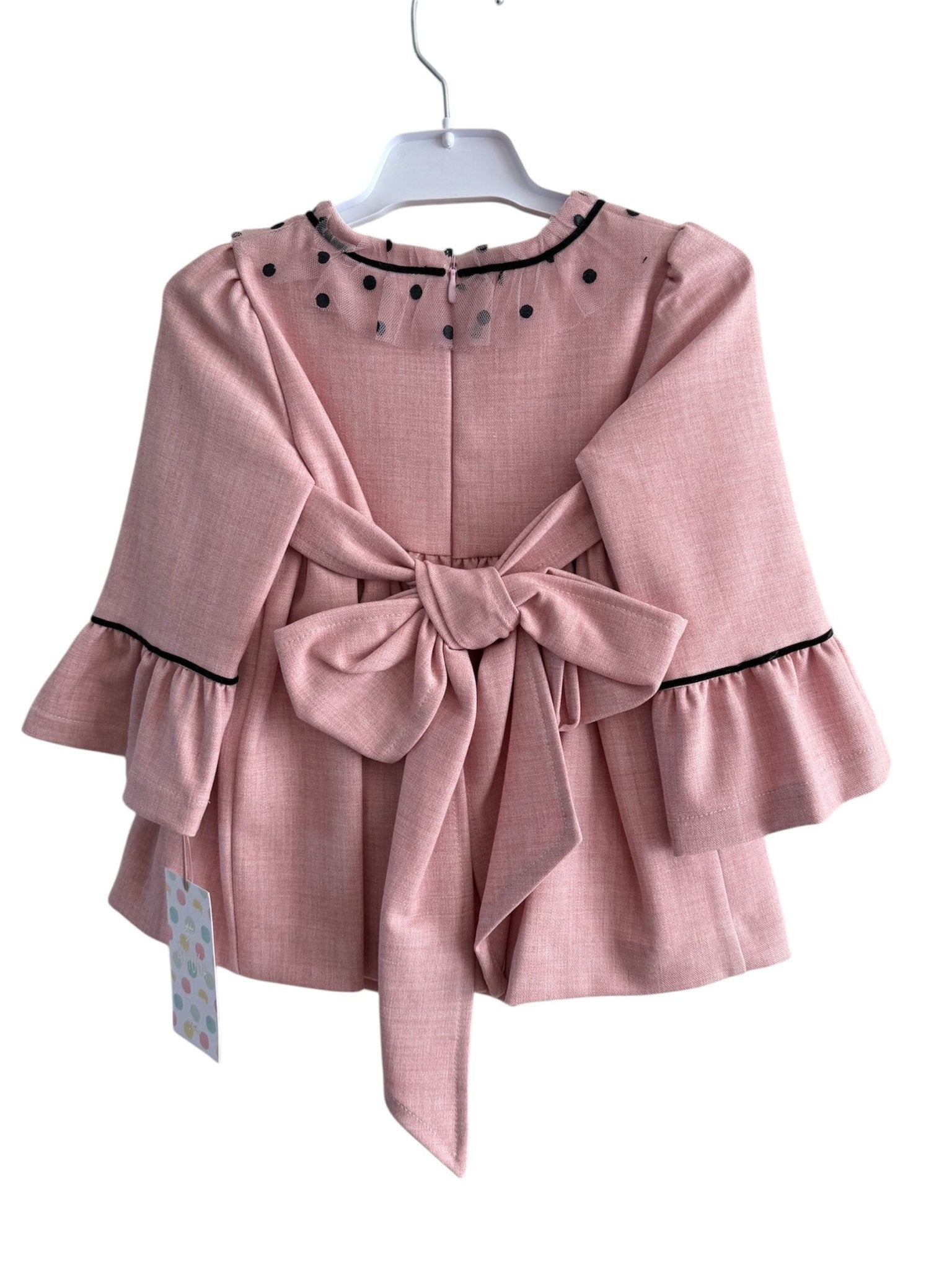 Clearance Sale Alhuka - Girl's Pink Dress with Black Polka Dots