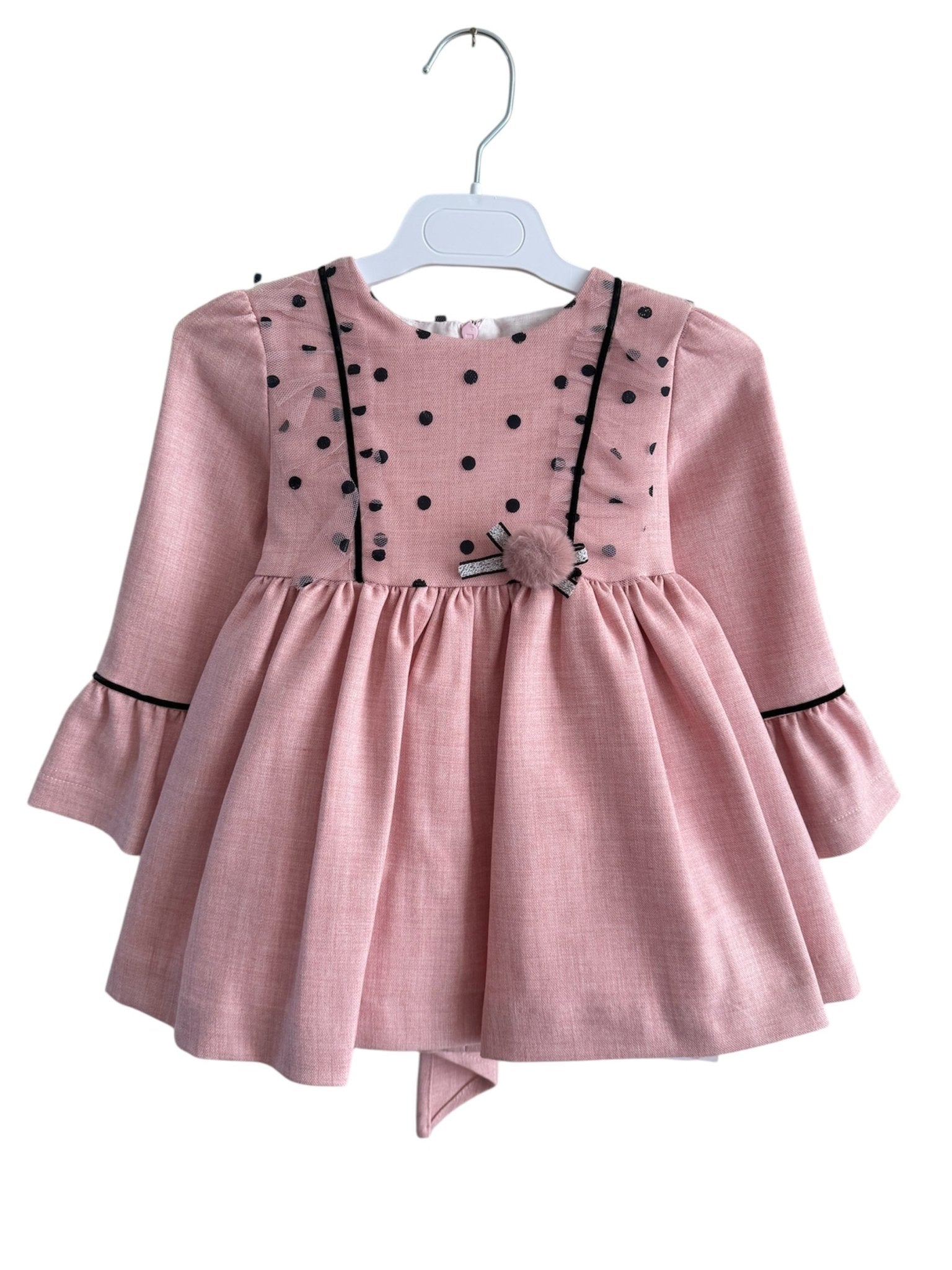 Clearance Sale Alhuka - Girl's Pink Dress with Black Polka Dots