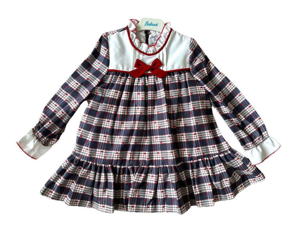 Babine AW23 - Girls Navy & Red Check Dress - Mariposa Children's Boutique