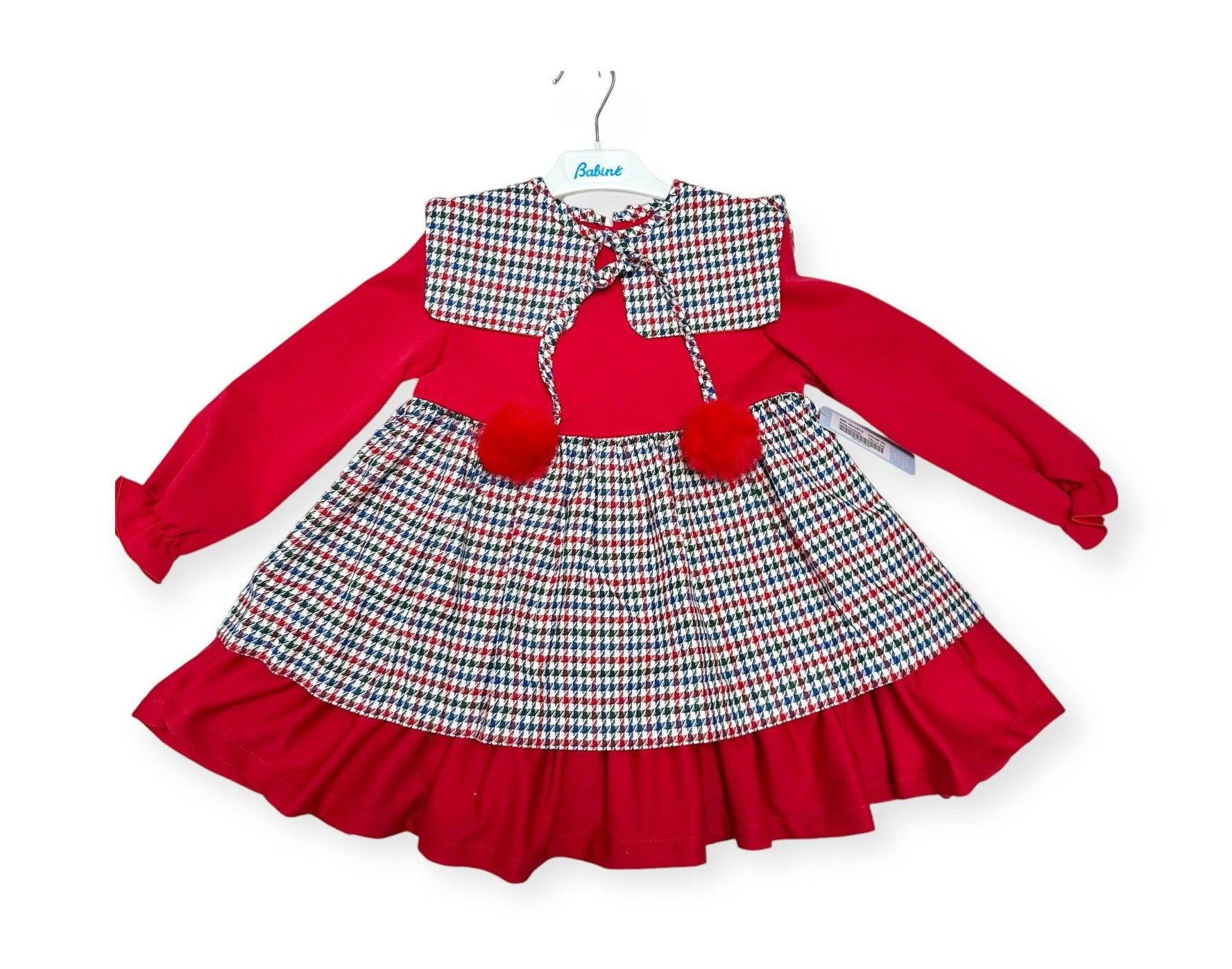CLEARANCE SALE Babine - Girls Red & Navy Dogtooth Print Dress - Mariposa Children's Boutique