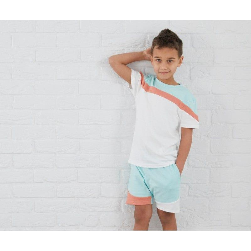 CLEARANCE SALE - Boys Loungewear Sets - Boys Colour Block T-Shirt & Shorts Set - Mariposa Children's Boutique