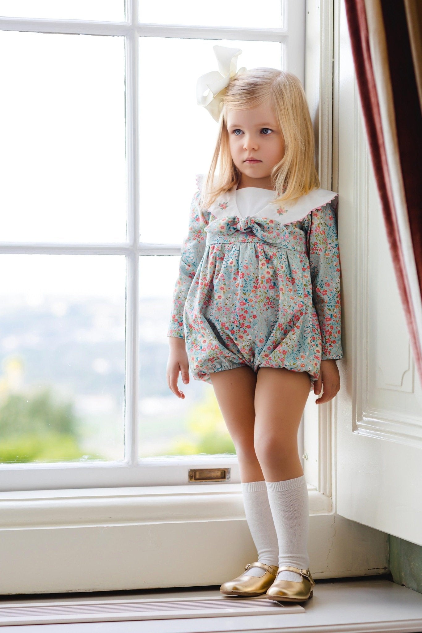 CLEARANCE SALE - CLEARANCE DEAL - Sal & Pimenta - Baby Girls Floral Lake Romper 6m - Mariposa Children's Boutique