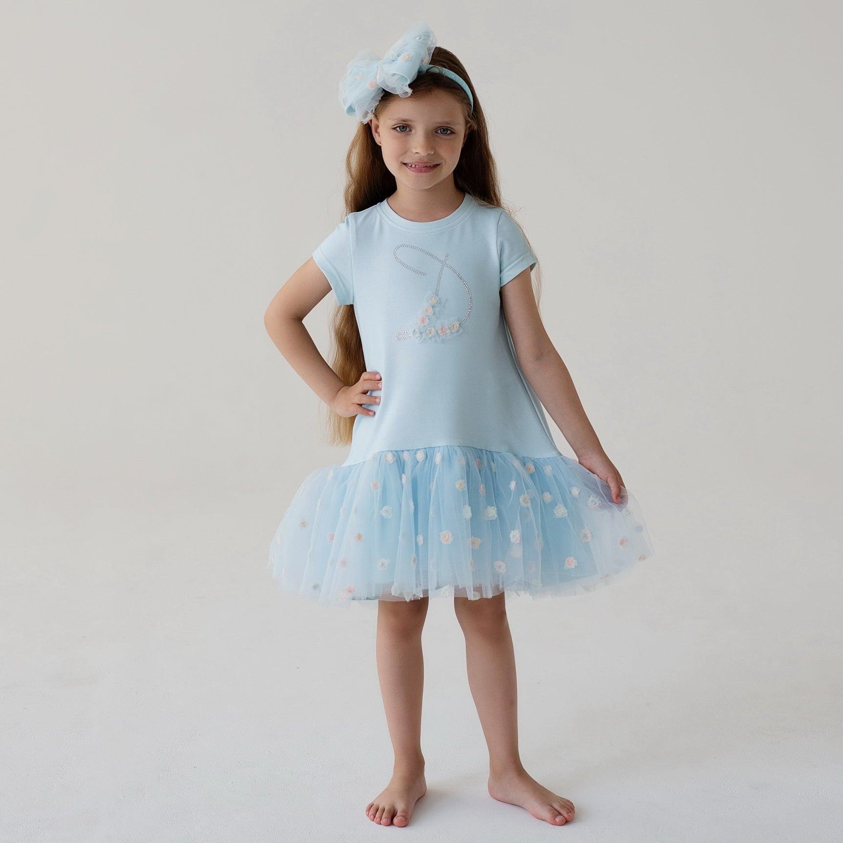 CLEARANCE SALE DAGA - Blue Tulle Madness Headpiece - Mariposa Children's Boutique