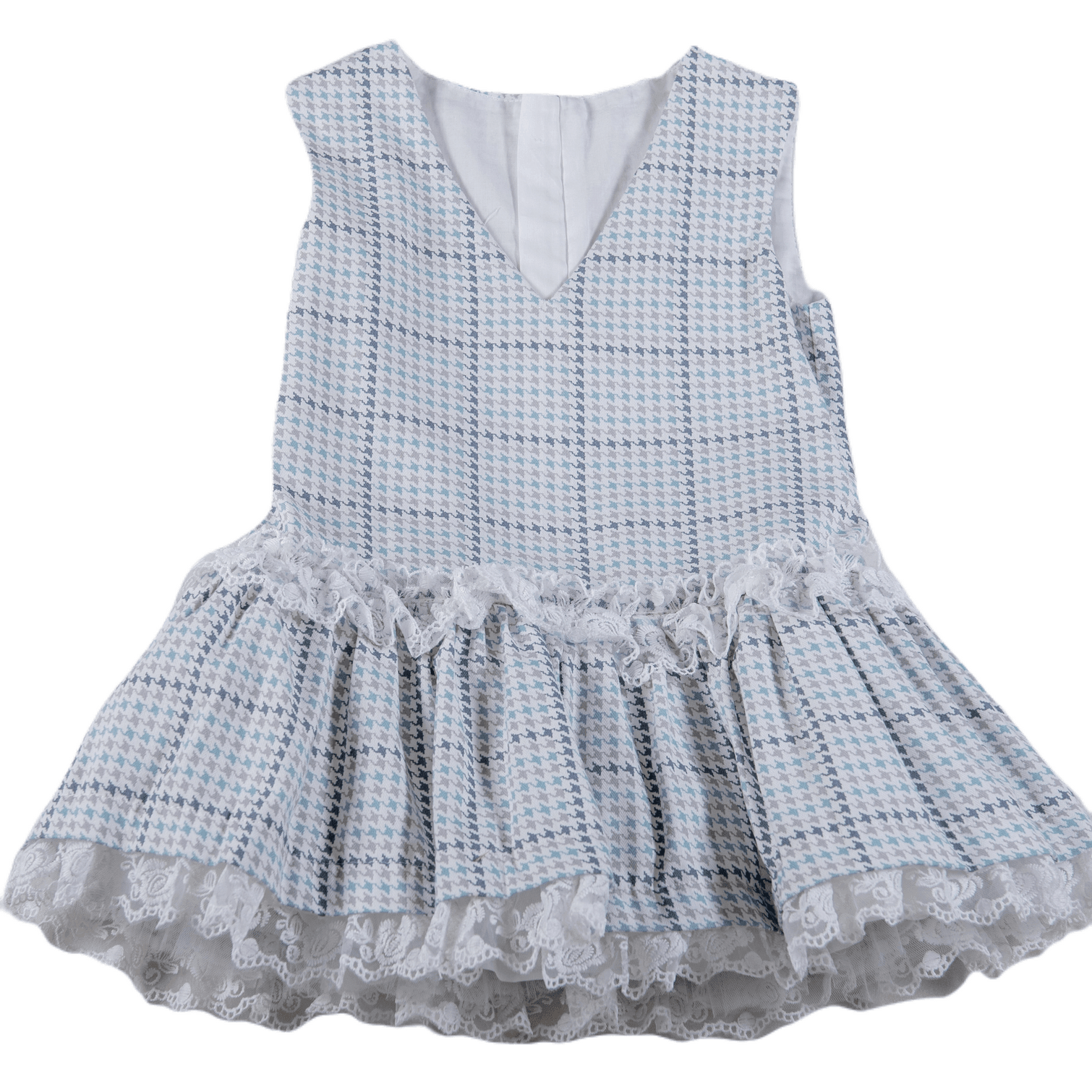 DAGA - Girls Crazy Love Grey Check Pinafore and Blouse Set 