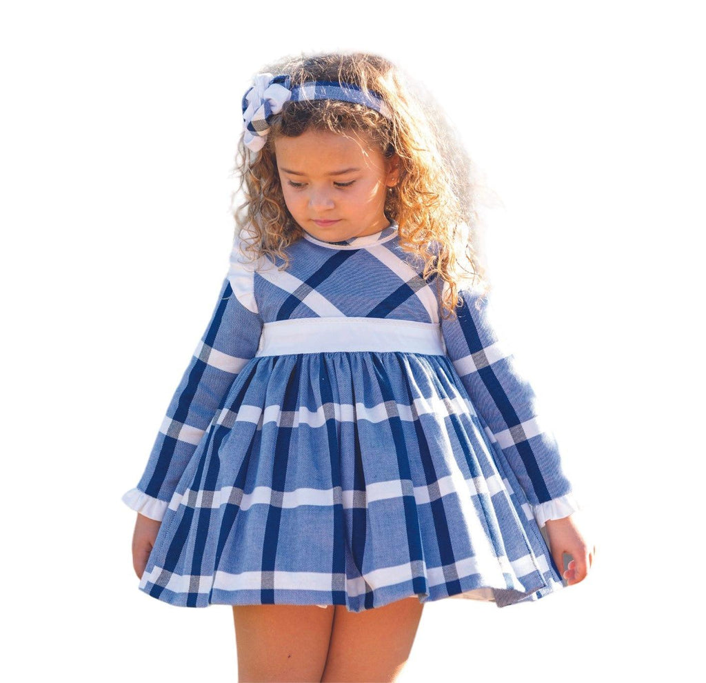 CLEARANCE SALE DBB Collection - Girls Blue & White Check Dress - Mariposa Children's Boutique