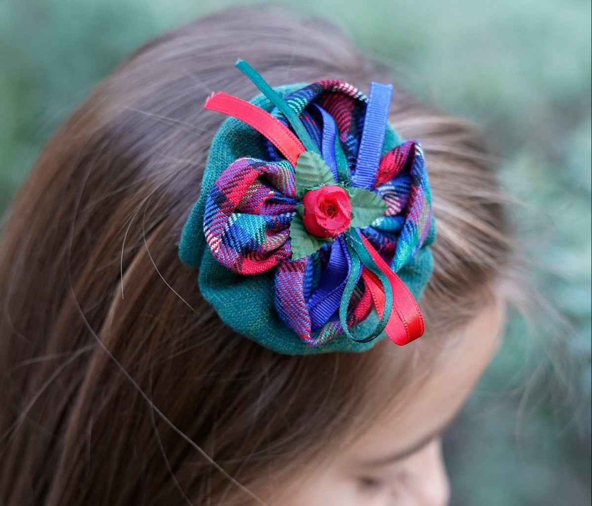 CLEARANCE SALE DBB Collection - Girls Blue, Green & Red Tartan Print Dress & Headpiece - Mariposa Children's Boutique