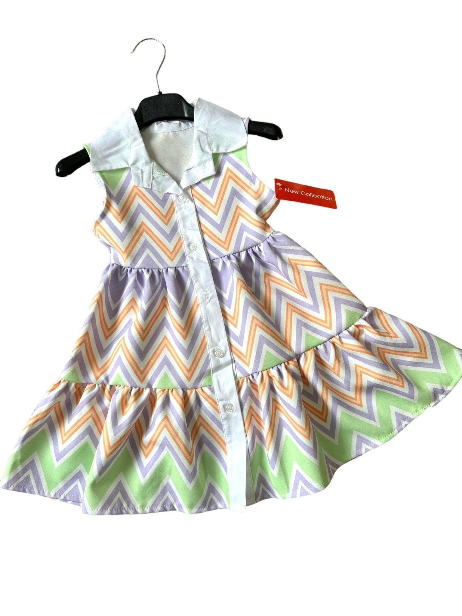 CLEARANCE SALE - Girls - Zig Zag Multi Colour Lilac Summer Dress - Mariposa Children's Boutique