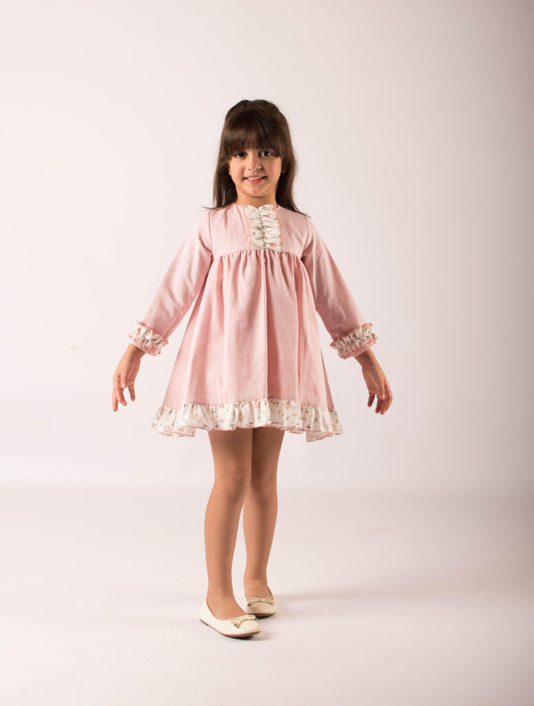 Lor Miral AW23 - Baby Girl's Pink Floral Print Dress & Knickers 32016 - Mariposa Children's Boutique